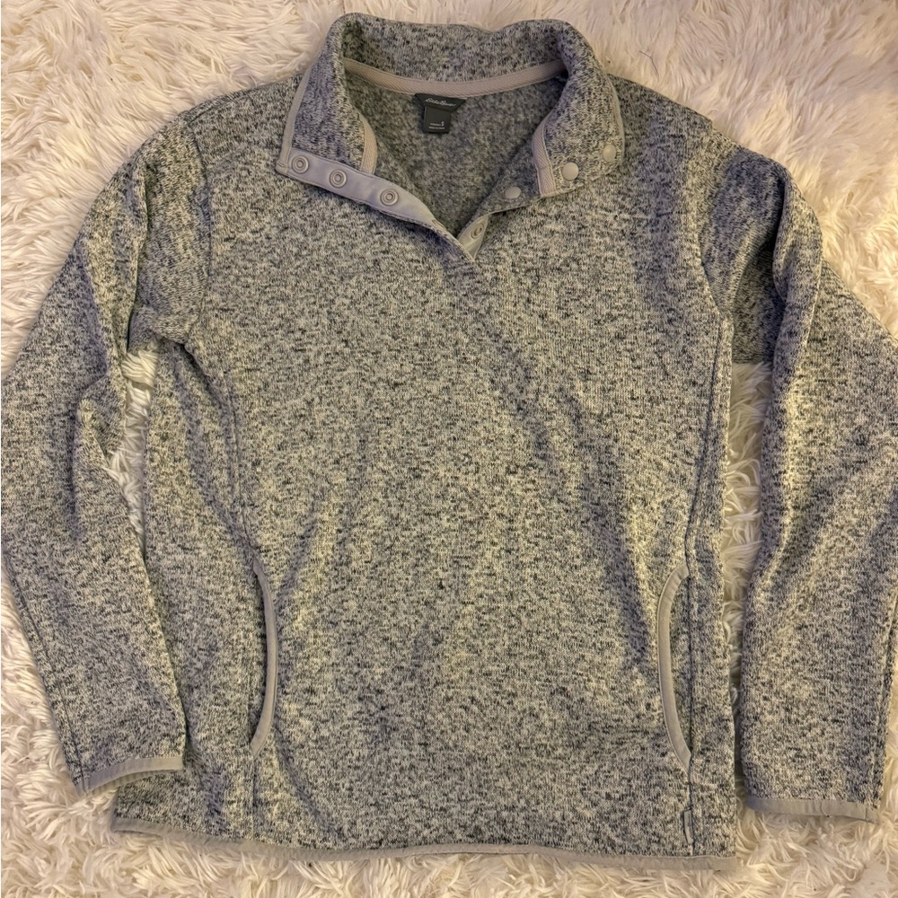 Eddie Bauer Gray Heather Zip-Up Pullover Sweater